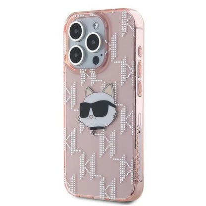 Futrola za Apple iPhone 15 Pro, Karl Lagerfeld, IML Luxury Monogram Choupette's Head, Roze