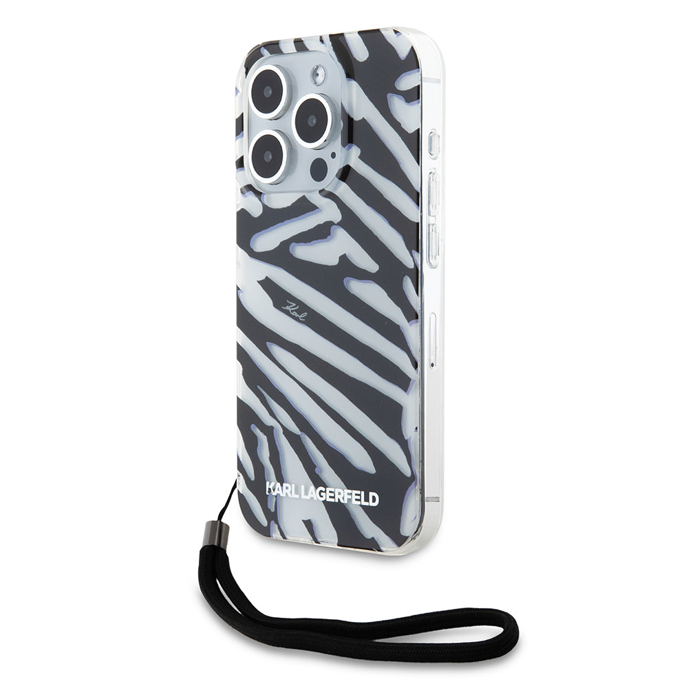 Futrola za Apple iPhone 15 Pro, Karl Lagerfeld, IML Luxury Zebra Pattern with Strap, Crna