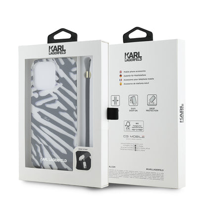 Futrola za Apple iPhone 15 Pro, Karl Lagerfeld, IML Luxury Zebra Pattern with Strap, Crna