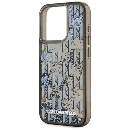 Futrola za Apple iPhone 15 Pro, Karl Lagerfeld, Liquid Glitter Monogram, Crna