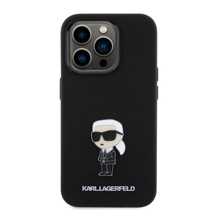 Futrola za Apple iPhone 15 Pro, Karl Lagerfeld, Silicone Metal Ikonik, Crna