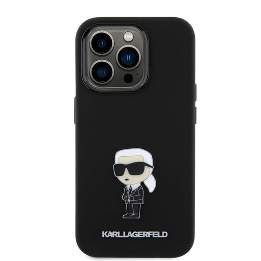 Futrola za Apple iPhone 15 Pro, Karl Lagerfeld, Silicone Metal Ikonik, Crna