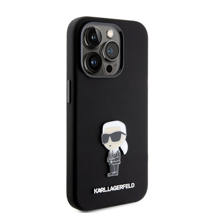 Futrola za Apple iPhone 15 Pro, Karl Lagerfeld, Silicone Metal Ikonik, Crna
