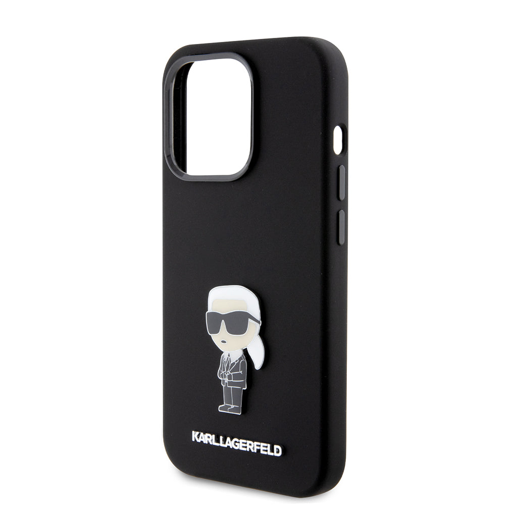 Futrola za Apple iPhone 15 Pro, Karl Lagerfeld, Silicone Metal Ikonik, Crna