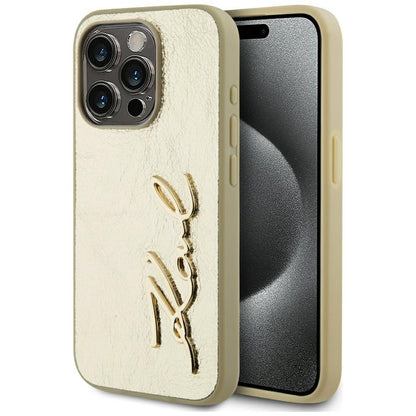 Futrola za Apple iPhone 15 Pro, Karl Lagerfeld, Metal Signature, Zlatna