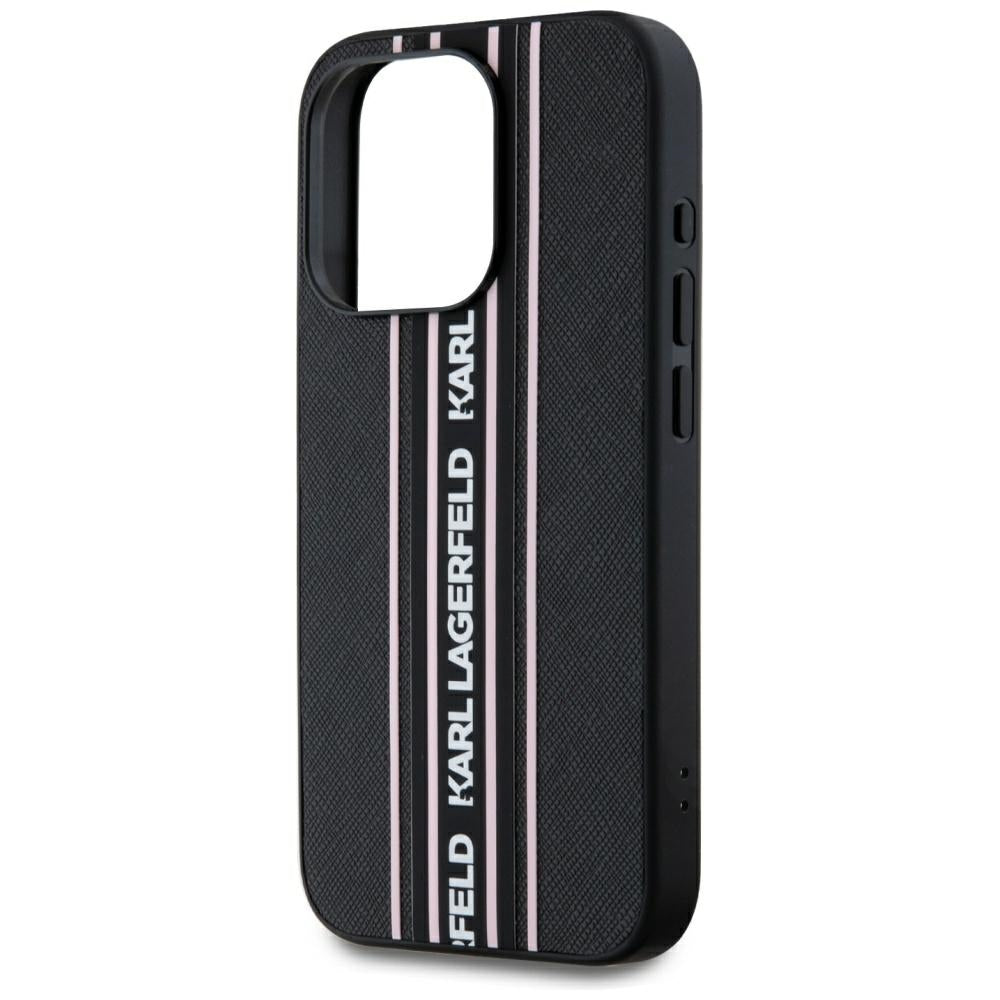 Futrola za Apple iPhone 15 Pro, Karl Lagerfeld, Saffiano Athleisure Stripes with Strap, Roze