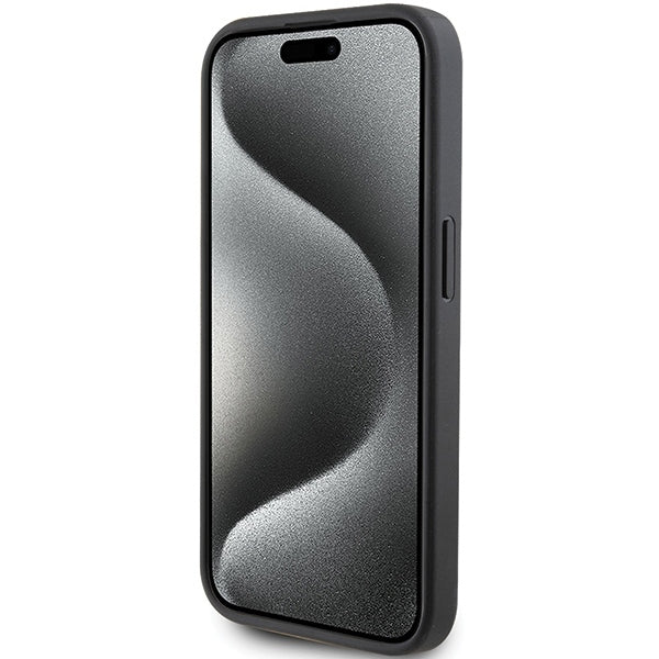 Futrola za Apple iPhone 15 Pro, Karl Lagerfeld, Saffiano Card Slot Metal Karl & Choupette, Crna