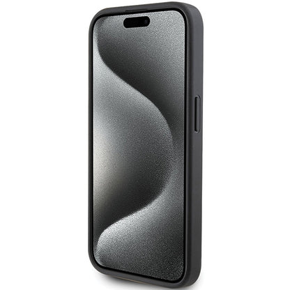 Futrola za Apple iPhone 15 Pro, Karl Lagerfeld, Saffiano Card Slot Metal Karl & Choupette, Crna