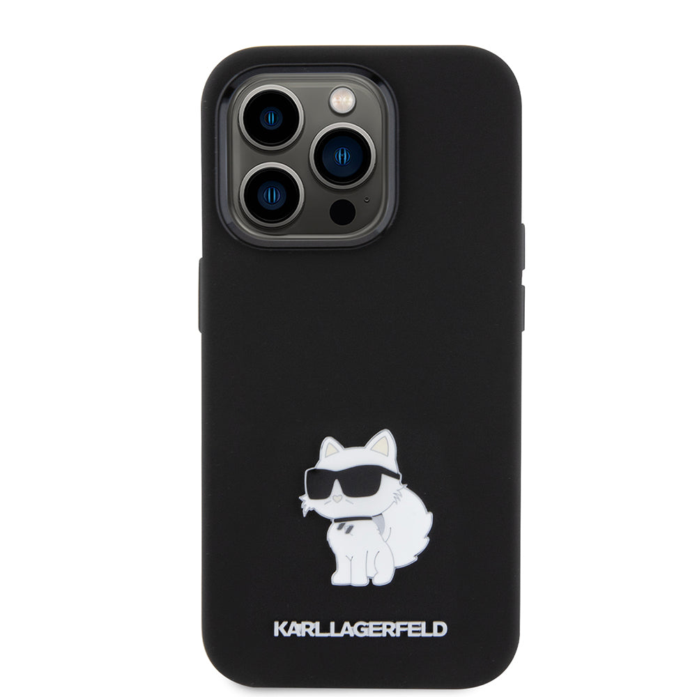 Futrola za Apple iPhone 15 Pro, Karl Lagerfeld, Silicone Choupette Metal, Crna