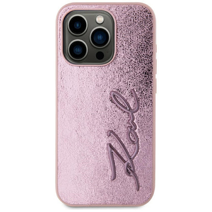 Futrola za Apple iPhone 15 Pro, Karl Lagerfeld, Metal Signature, Roze