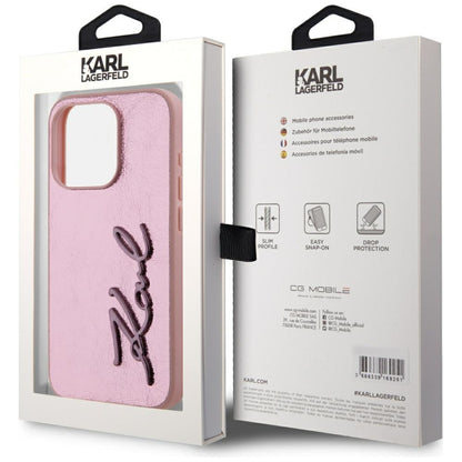 Futrola za Apple iPhone 15 Pro, Karl Lagerfeld, Metal Signature, Roze