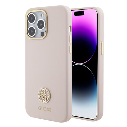 Futrola za Apple iPhone 15 Pro Max, Guess, 4G Strass Metal Logo, Roze