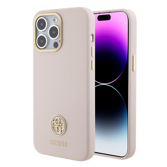 Futrola za Apple iPhone 15 Pro Max, Guess, 4G Strass Metal Logo, Roze