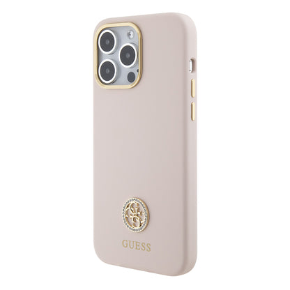 Futrola za Apple iPhone 15 Pro Max, Guess, 4G Strass Metal Logo, Roze