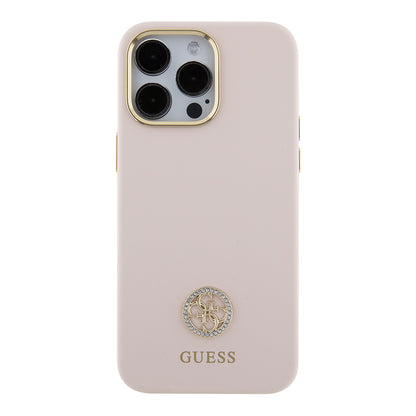 Futrola za Apple iPhone 15 Pro Max, Guess, 4G Strass Metal Logo, Roze