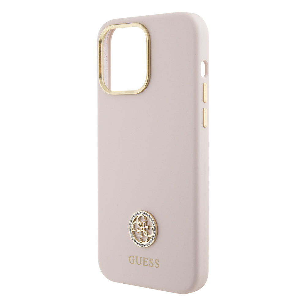 Futrola za Apple iPhone 15 Pro Max, Guess, 4G Strass Metal Logo, Roze