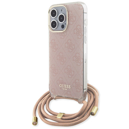Futrola za Apple iPhone 15 Pro Max, Guess, Crossbody Cord 4G Print, Roze