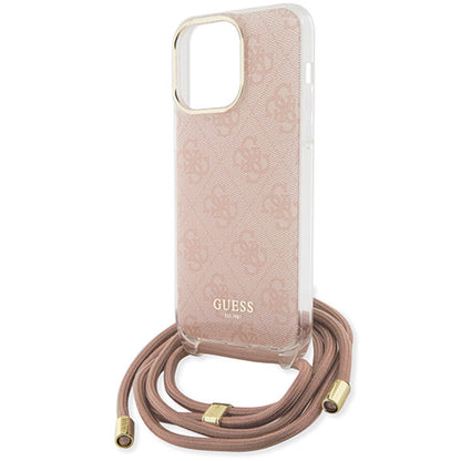 Futrola za Apple iPhone 15 Pro Max, Guess, Crossbody Cord 4G Print, Roze