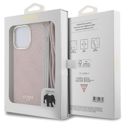 Futrola za Apple iPhone 15 Pro Max, Guess, Crossbody Cord 4G Print, Roze