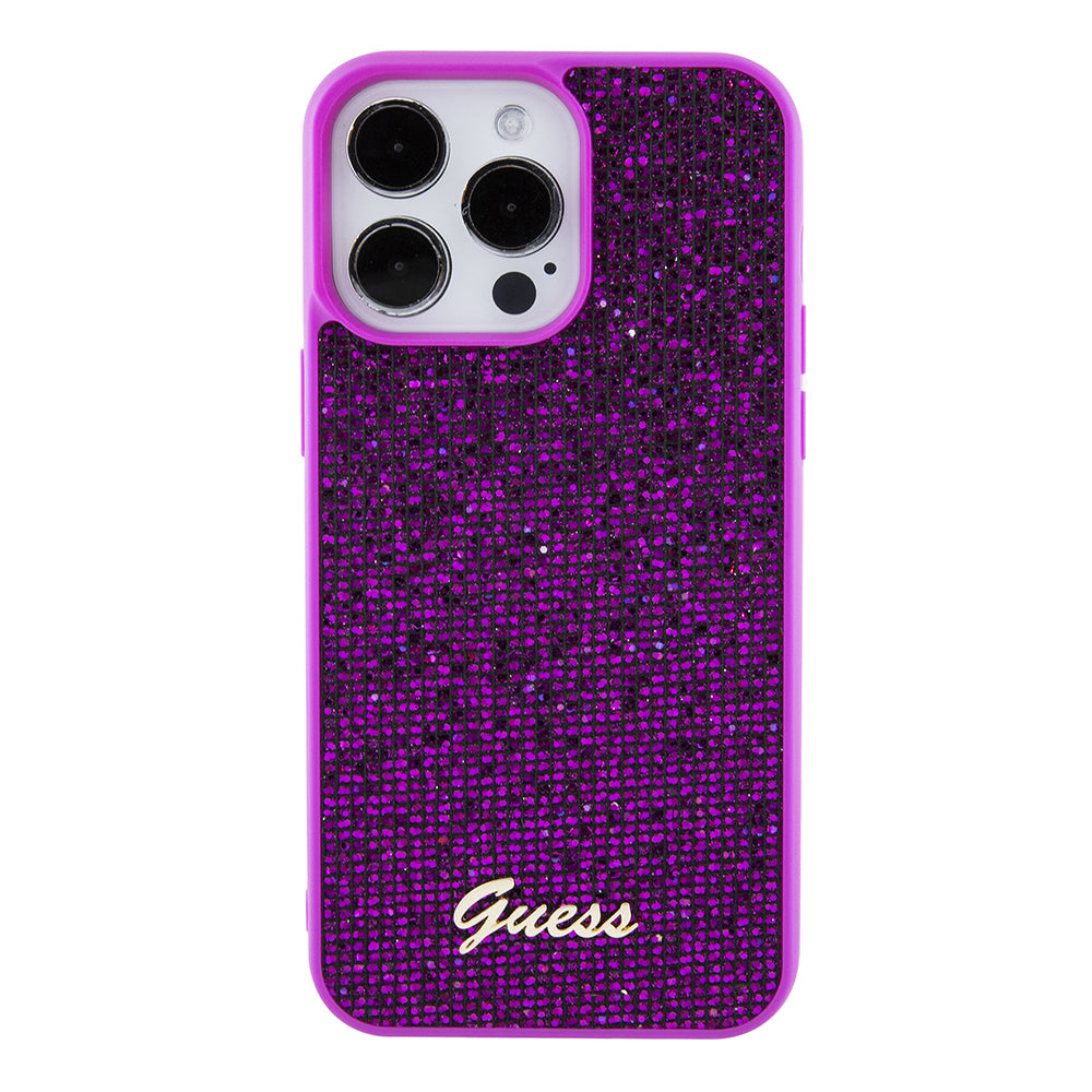 Futrola za Apple iPhone 15 Pro Max, Guess, Disco Metal Script, Fuksija