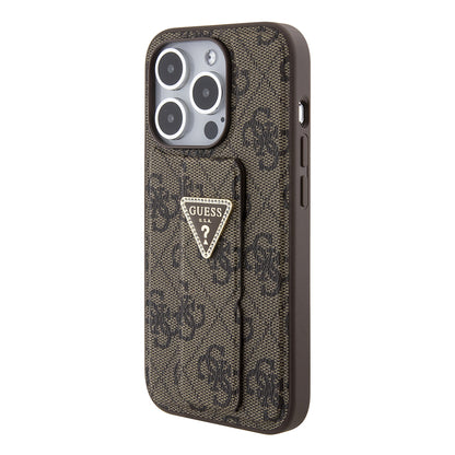 Futrola za Apple iPhone 15 Pro Max, Guess, Grip Stand 4G Triangle Strass, Braon