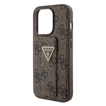Futrola za Apple iPhone 15 Pro Max, Guess, Grip Stand 4G Triangle Strass, Braon