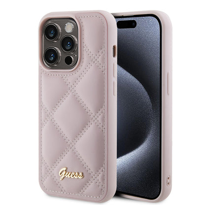 Futrola za Apple iPhone 15 Pro Max, Guess, Quilted Metal Logo, Roze