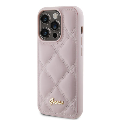 Futrola za Apple iPhone 15 Pro Max, Guess, Quilted Metal Logo, Roze