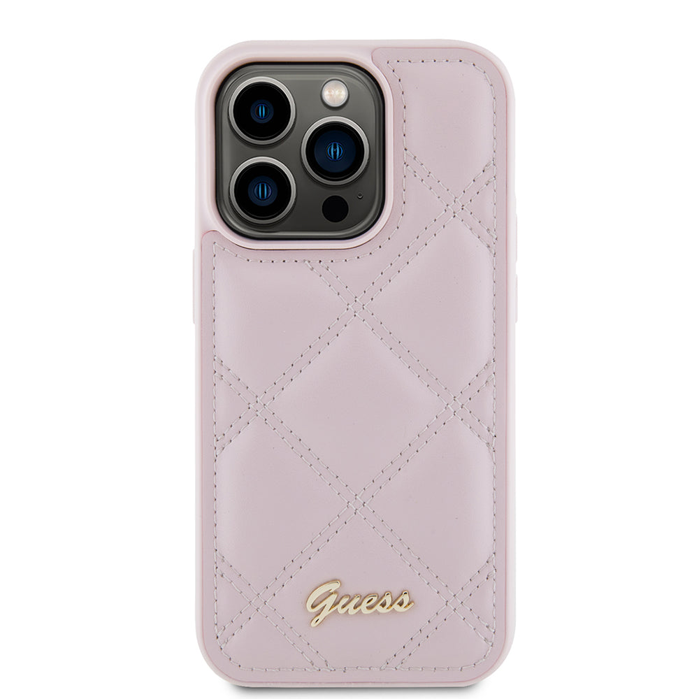 Futrola za Apple iPhone 15 Pro Max, Guess, Quilted Metal Logo, Roze