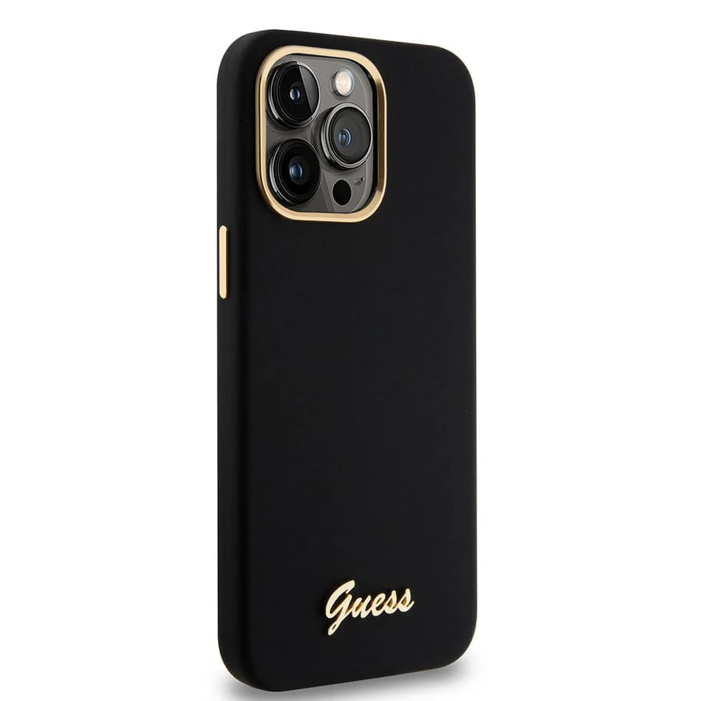 Futrola za Apple iPhone 15 Pro Max, Guess, Script Metal Logo & Frame, Crna