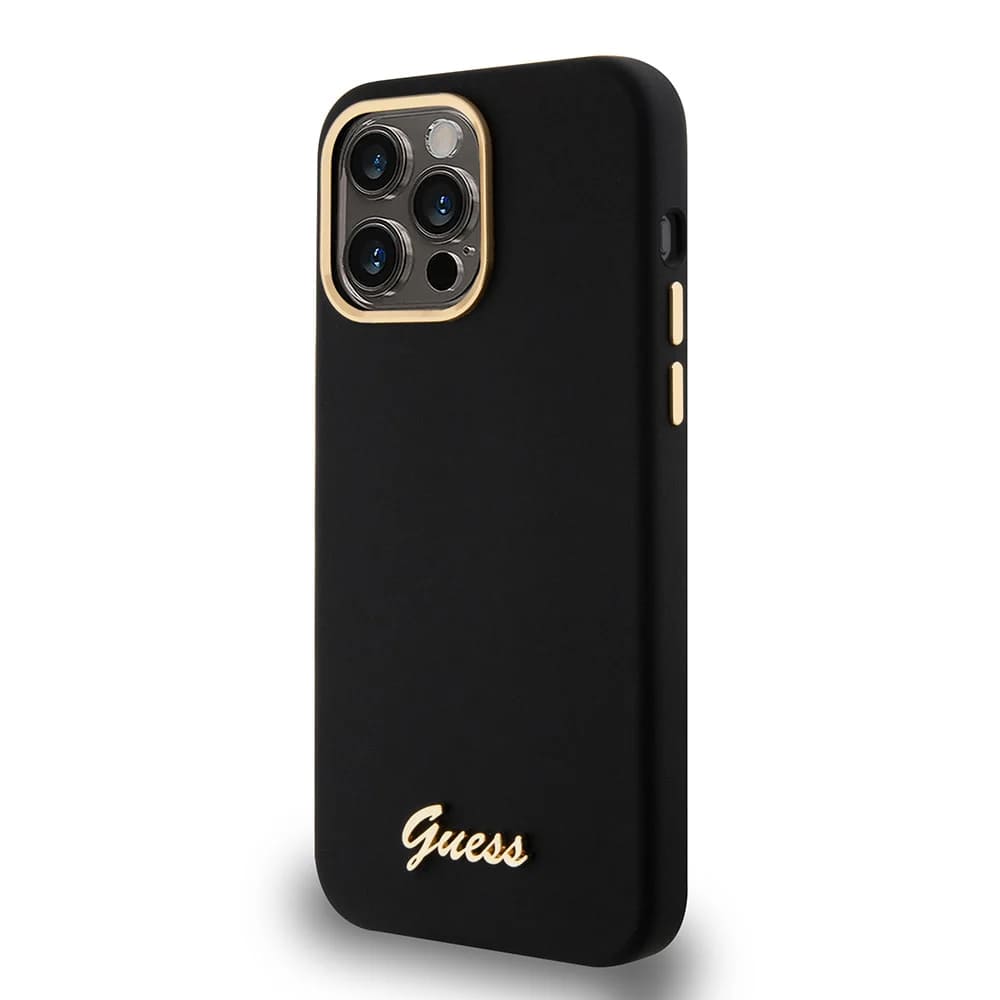 Futrola za Apple iPhone 15 Pro Max, Guess, Script Metal Logo & Frame, Crna