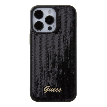 Futrola za Apple iPhone 15 Pro Max, Guess, Sequin Script Logo, Crna GUHCP15XPSFDGSK