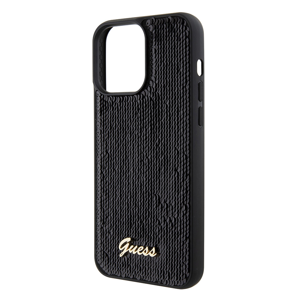 Futrola za Apple iPhone 15 Pro Max, Guess, Sequin Script Logo, Crna GUHCP15XPSFDGSK