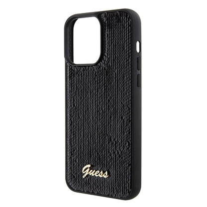 Futrola za Apple iPhone 15 Pro Max, Guess, Sequin Script Logo, Crna GUHCP15XPSFDGSK