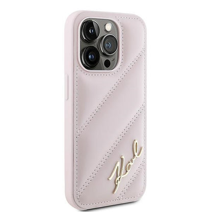 Futrola za Apple iPhone 15 Pro Max, Karl Lagerfeld, Diagonal Quilted Script, Roze
