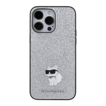 Futrola za Apple iPhone 15 Pro Max, Karl Lagerfeld, Glitter Fixed Choupette Logo, Srebrna