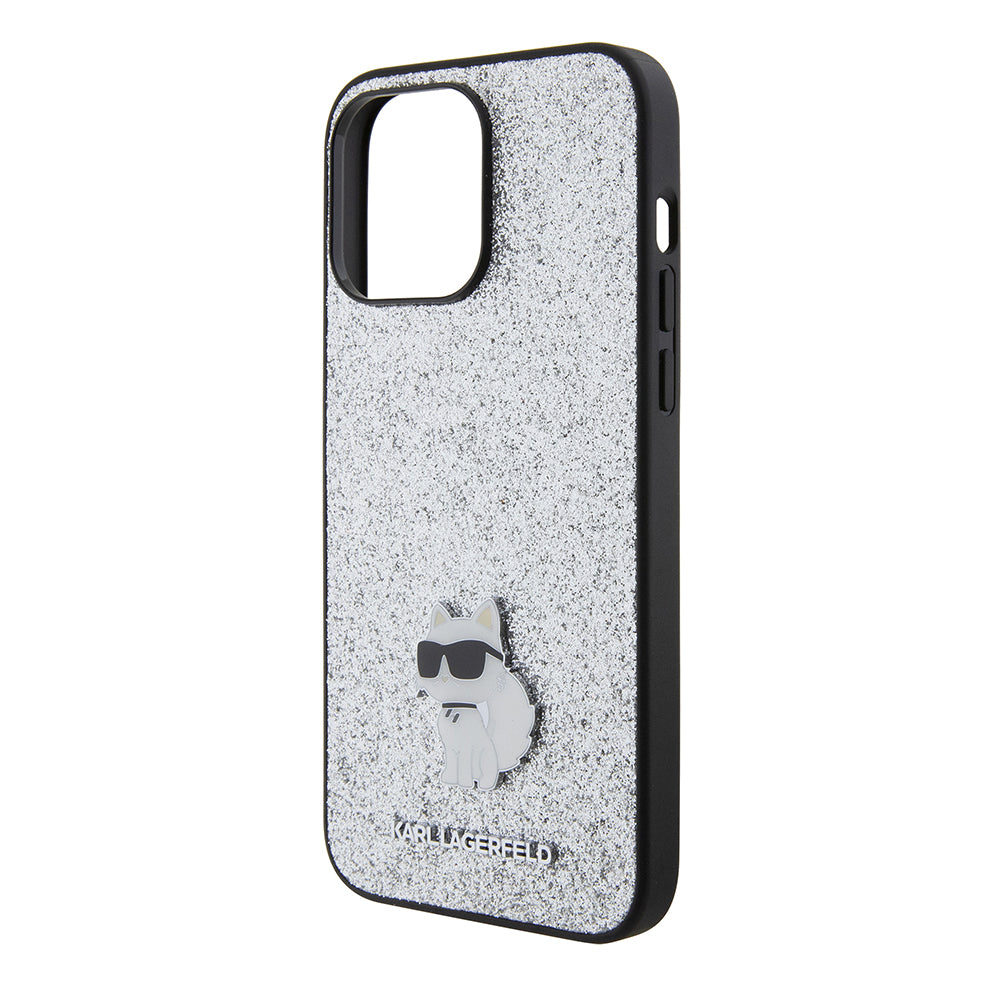 Futrola za Apple iPhone 15 Pro Max, Karl Lagerfeld, Glitter Fixed Choupette Logo, Srebrna
