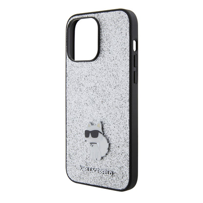 Futrola za Apple iPhone 15 Pro Max, Karl Lagerfeld, Glitter Fixed Choupette Logo, Srebrna