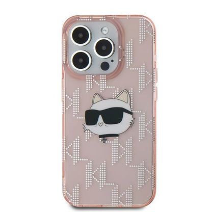 Futrola za Apple iPhone 15 Pro Max, Karl Lagerfeld, IML Luxury Monogram Choupette's Head, Roze