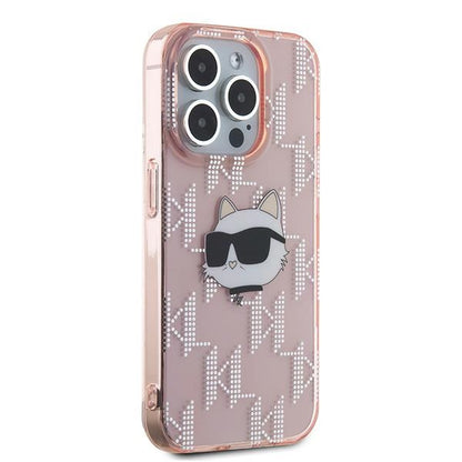 Futrola za Apple iPhone 15 Pro Max, Karl Lagerfeld, IML Luxury Monogram Choupette's Head, Roze