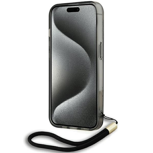 Futrola za Apple iPhone 15 Pro Max, Karl Lagerfeld, IML Luxury Monogram KL Pattern with Strap, Crna