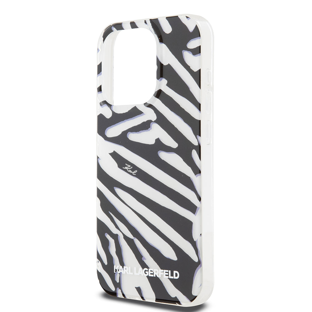 Futrola za Apple iPhone 15 Pro Max, Karl Lagerfeld, IML Luxury Zebra Pattern with Strap, Crna