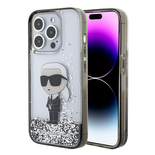 Futrola za Apple iPhone 15 Pro Max, Karl Lagerfeld, Liquid Glitter Ikonik Karl, Transparentna