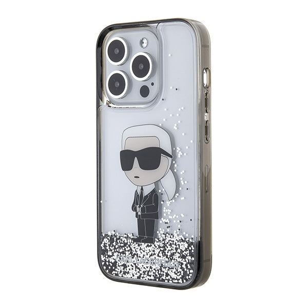 Futrola za Apple iPhone 15 Pro Max, Karl Lagerfeld, Liquid Glitter Ikonik Karl, Transparentna