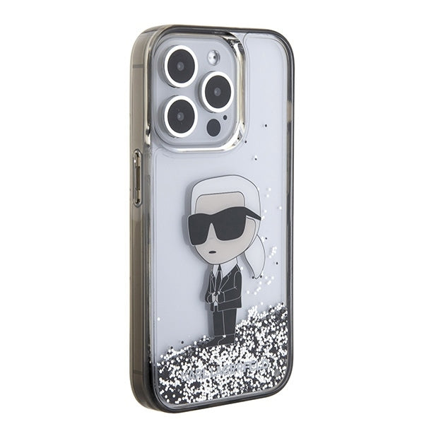 Futrola za Apple iPhone 15 Pro Max, Karl Lagerfeld, Liquid Glitter Ikonik Karl, Transparentna