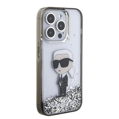 Futrola za Apple iPhone 15 Pro Max, Karl Lagerfeld, Liquid Glitter Ikonik Karl, Transparentna