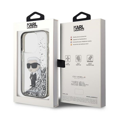 Futrola za Apple iPhone 15 Pro Max, Karl Lagerfeld, Liquid Glitter Ikonik Karl, Transparentna