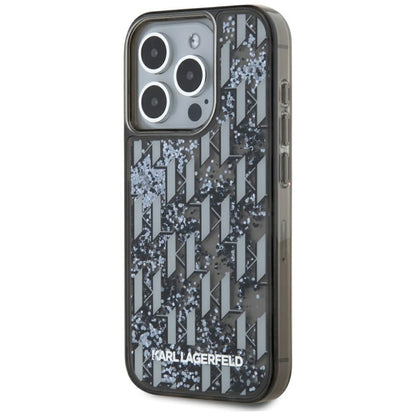 Futrola za Apple iPhone 15 Pro Max, Karl Lagerfeld, Liquid Glitter Monogram, Crna