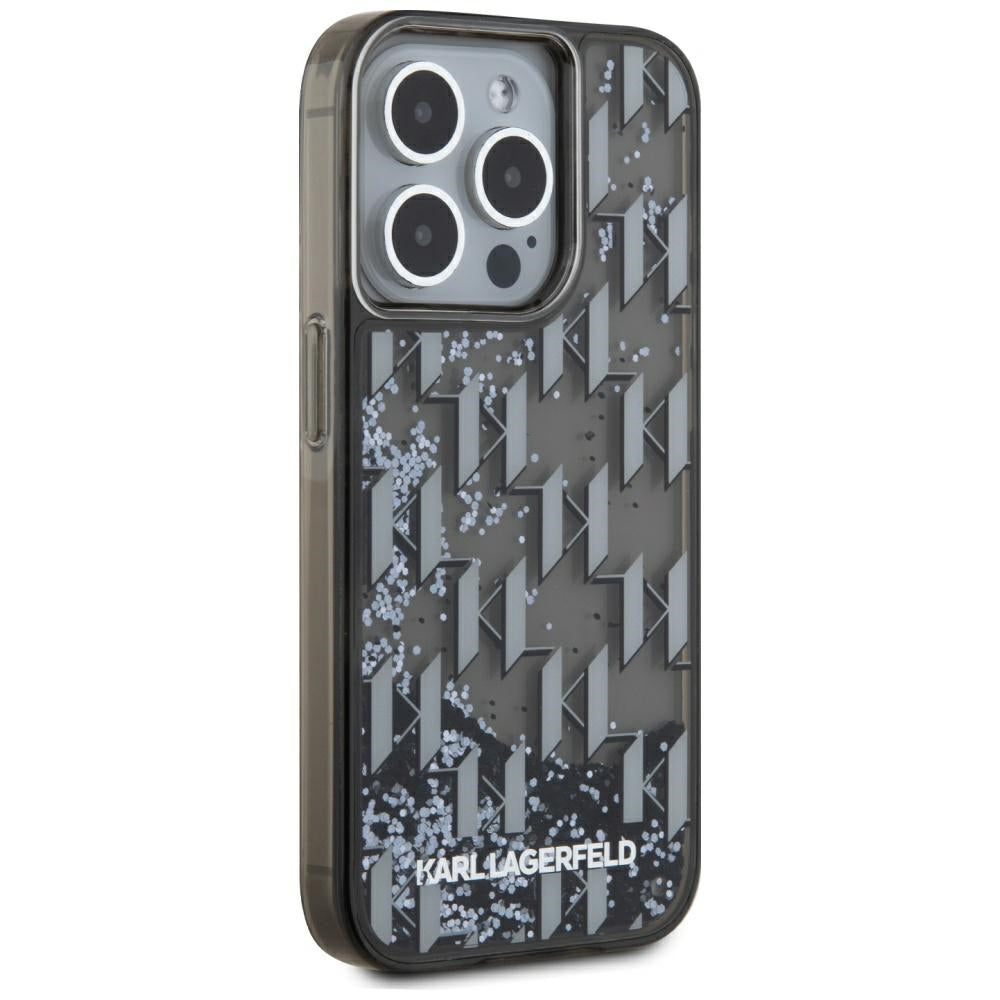 Futrola za Apple iPhone 15 Pro Max, Karl Lagerfeld, Liquid Glitter Monogram, Crna