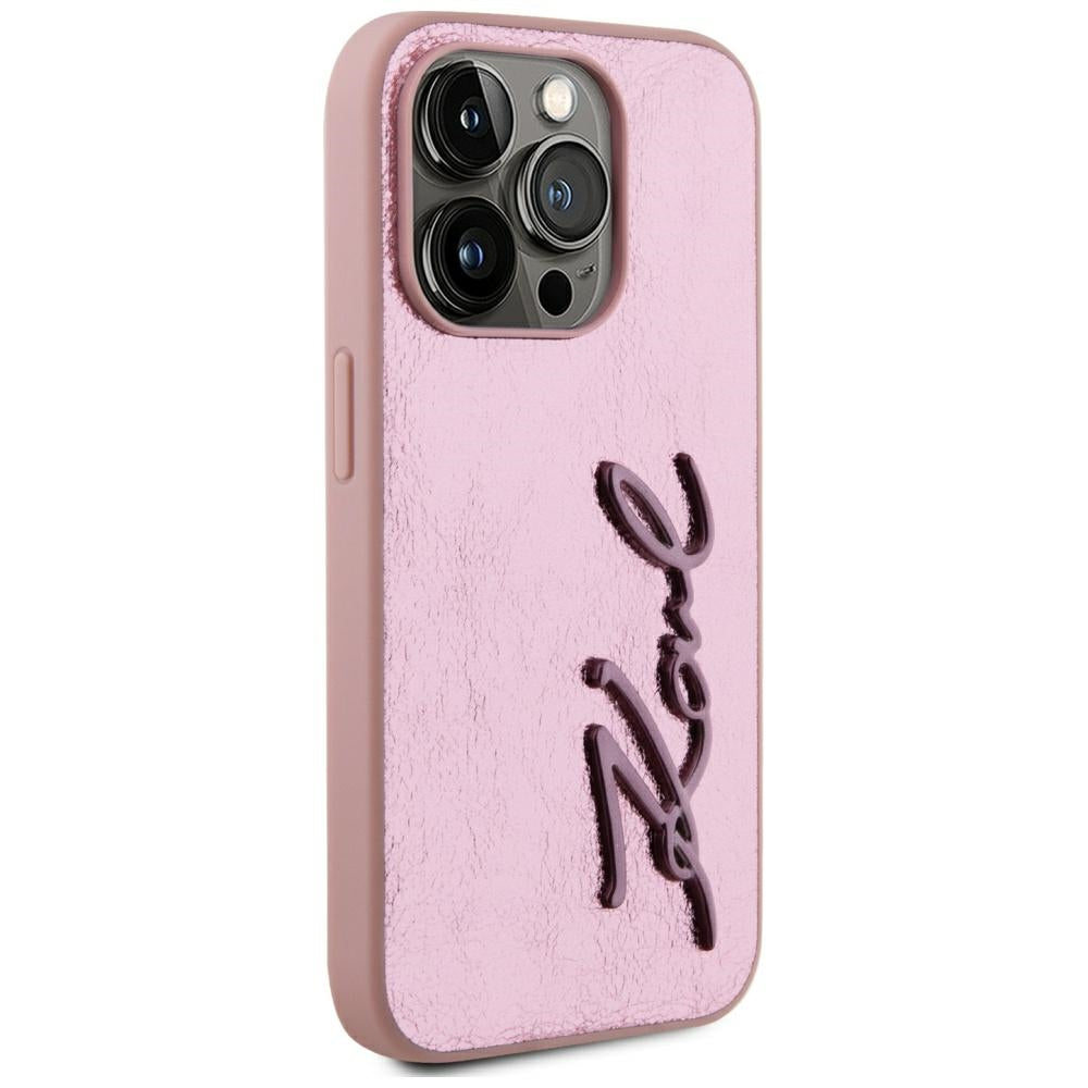 Futrola za Apple iPhone 15 Pro Max, Karl Lagerfeld, Metal Signature, Roze